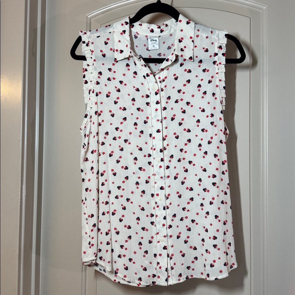 Disney Collection by Lauren Conrad Minnie Mouse Button Down Blouse Size M G-1166